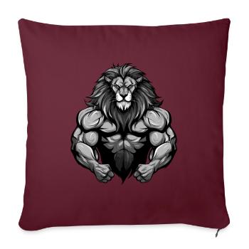Gymnase d’entraînement Lion Muscles - Housse de coussin décorative 45 x 45 cm - bordeaux - Devant