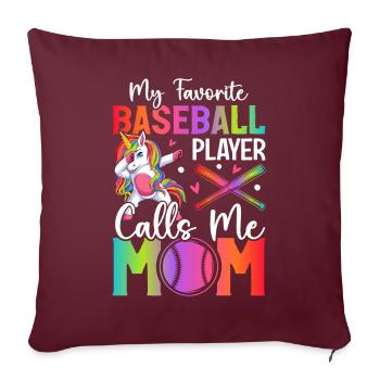 Maman de baseball - Housse de coussin décorative 45 x 45 cm - bordeaux - Devant