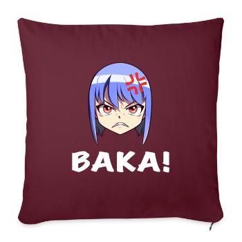 Visage d’anime en colère Emoji Baka ! - Chemise d’anime - Housse de coussin décorative 45 x 45 cm - bordeaux - Devant