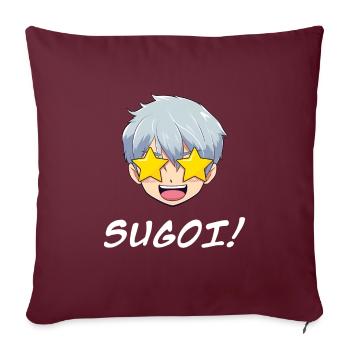Visage d’anime étonné emoji sugoi ! - Chemise d’anime - Housse de coussin décorative 45 x 45 cm - bordeaux - Devant