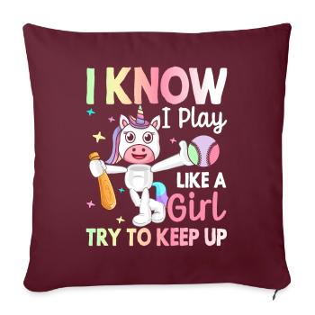 Basketteur Fille Joueur de basket-ball - Housse de coussin décorative 45 x 45 cm - bordeaux - Devant