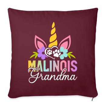 Chien Malinois Belge - Housse de coussin décorative 45 x 45 cm - bordeaux - Devant
