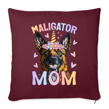 Chienne Mère Malinois Belge - Housse de coussin décorative 45 x 45 cm - bordeaux - Devant