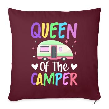 Femme Camper Camping-car Camping - Housse de coussin décorative 45 x 45 cm - bordeaux - Devant