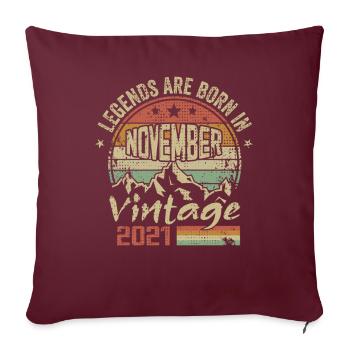Novembre 2021, Cadeau D'anniversaire Vintage Rétro - Housse de coussin décorative 45 x 45 cm - bordeaux - Devant