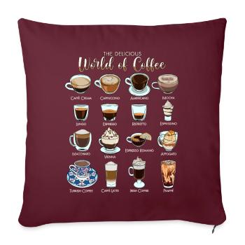 Die leckere Welt des Kaffee - Kaffee - Sofakissenbezug 45 x 45 cm - Burgunderrot - Vorne