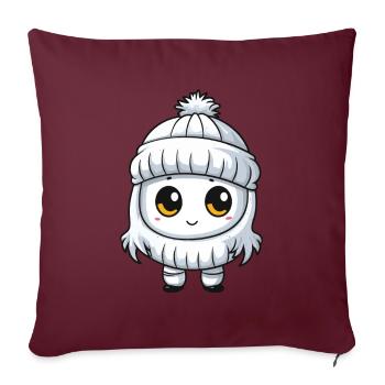 Winter Eskimo Comic Niedlich - Sofakissenbezug 45 x 45 cm - Burgunderrot - Vorne