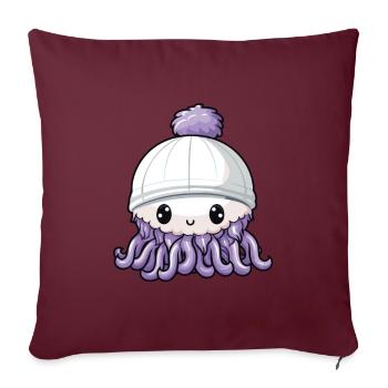Octopus Bande dessinée de poulpe d’hiver - Housse de coussin décorative 45 x 45 cm - bordeaux - Devant