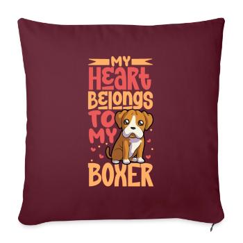 Dog Love - Boxer - Housse de coussin décorative 45 x 45 cm - bordeaux - Devant