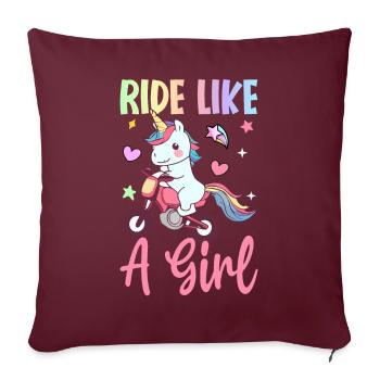 Dirt Bike Girl Weiblicher Dirt Biker - Sofakissenbezug 45 x 45 cm - Burgunderrot - Vorne