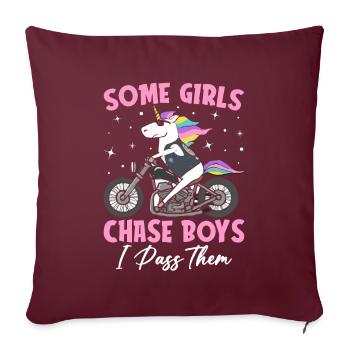 Dirt Bike Girl Weiblicher Dirt Biker - Sofakissenbezug 45 x 45 cm - Burgunderrot - Vorne