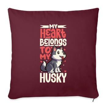 Dog Love - Husky sibérien - Housse de coussin décorative 45 x 45 cm - bordeaux - Devant