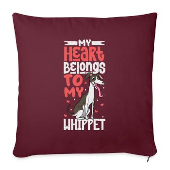 Amour de chien - Whippet - Housse de coussin décorative 45 x 45 cm - bordeaux - Devant