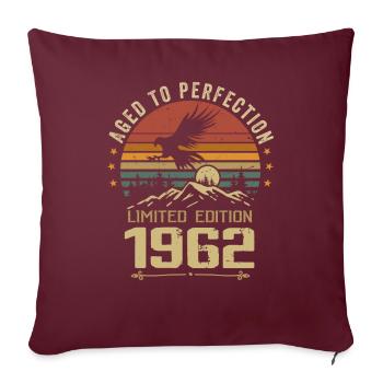 1962 Original Vintage Anniversaire 1962 rétro - Housse de coussin décorative 45 x 45 cm - bordeaux - Devant