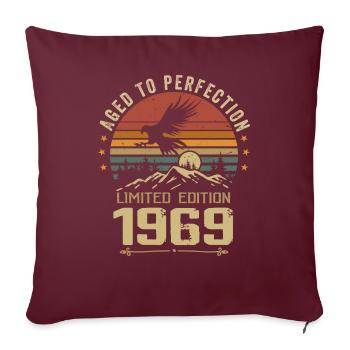 1969 Original Vintage Anniversaire 1969 rétro - Housse de coussin décorative 45 x 45 cm - bordeaux - Devant
