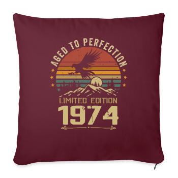 1974 Original Vintage Anniversaire 1974 rétro - Housse de coussin décorative 45 x 45 cm - bordeaux - Devant