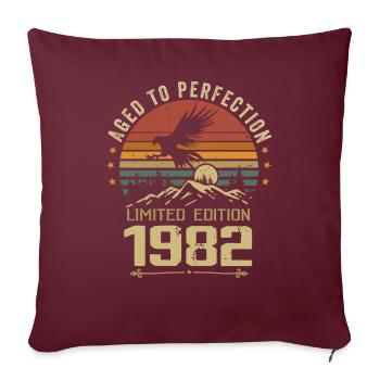 1982 Original Vintage Anniversaire 1982 rétro - Housse de coussin décorative 45 x 45 cm - bordeaux - Devant