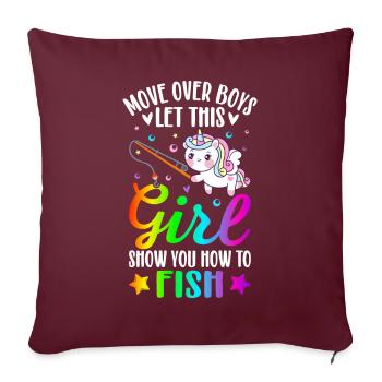 Pêcheuse Fille Pêcheuse Femme Pêcheur - Housse de coussin décorative 45 x 45 cm - bordeaux - Devant