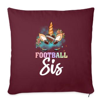 Joueuse de football fille de football - Housse de coussin décorative 45 x 45 cm - bordeaux - Devant