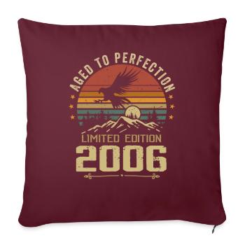 2006 Original Vintage Anniversaire 2006 rétro - Housse de coussin décorative 45 x 45 cm - bordeaux - Devant