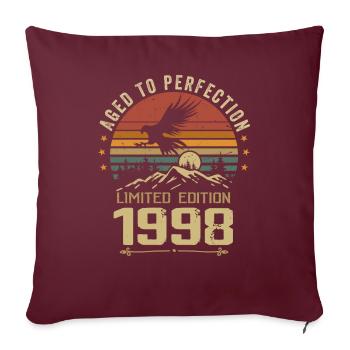 1998 Original Vintage Anniversaire 1998 rétro - Housse de coussin décorative 45 x 45 cm - bordeaux - Devant