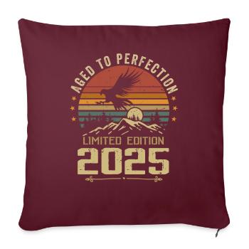 2025 Original Vintage Anniversaire 2025 rétro - Housse de coussin décorative 45 x 45 cm - bordeaux - Devant