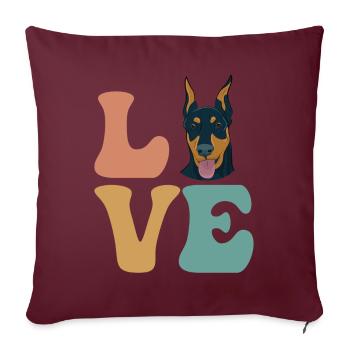 Chien Doberman - Housse de coussin décorative 45 x 45 cm - bordeaux - Devant