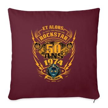 50. Geburtstag 1974 Rock'n Roll für immer Geschenk - Sofakissenbezug 45 x 45 cm - Burgunderrot - Vorne