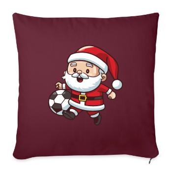 Père Noël Football Sports Noël - Housse de coussin décorative 45 x 45 cm - bordeaux - Devant