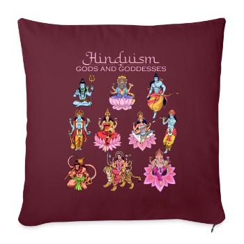 Les dieux dans l’hindouisme - Housse de coussin décorative 45 x 45 cm - bordeaux - Devant