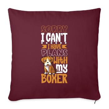 Plans avec mon boxer - Housse de coussin décorative 45 x 45 cm - bordeaux - Devant