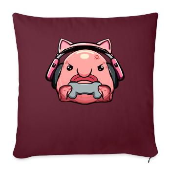 Kawaii Blobfish Gaming Gamer Fille - Housse de coussin décorative 45 x 45 cm - bordeaux - Devant