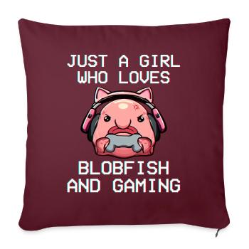 Fille Gamer Kawaii - Housse de coussin décorative 45 x 45 cm - bordeaux - Devant