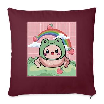 Kawaii Cottagecore Blobfisch Frosch Hut - Sofakissenbezug 45 x 45 cm - Burgunderrot - Vorne