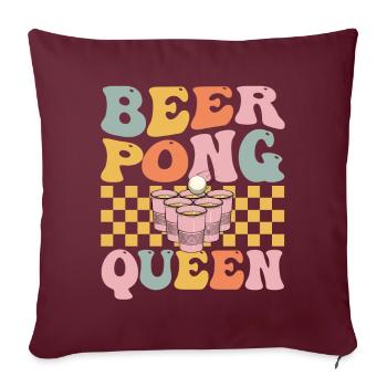 Groovy Beer Pong Girl Player Jeu à Boire - Housse de coussin décorative 45 x 45 cm - bordeaux - Devant