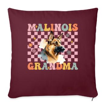 Chien Malinois belge Groovy - Housse de coussin décorative 45 x 45 cm - bordeaux - Devant