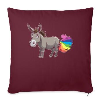 Muli Esel Lustig Regenbogenfurz - Sofakissenbezug 45 x 45 cm - Burgunderrot - Vorne