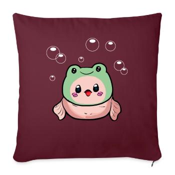 Kawaii Cottagecore Blobfisch Frosch Hut - Sofakissenbezug 45 x 45 cm - Burgunderrot - Vorne