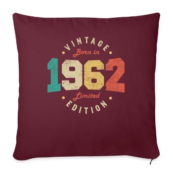 Vintage 1962 Original 1962 Anniversaire Rétro 1962 - Housse de coussin décorative 45 x 45 cm - bordeaux - Devant