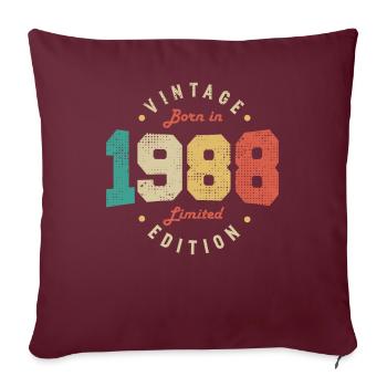 Vintage 1988 Original 1988 Anniversaire Rétro 1988 - Housse de coussin décorative 45 x 45 cm - bordeaux - Devant