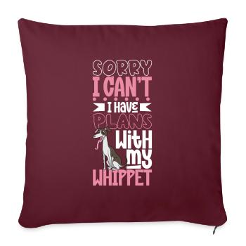 Plans avec mon Whippet - Housse de coussin décorative 45 x 45 cm - bordeaux - Devant