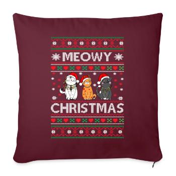 Miaou Noël drôle Joyeux Noël chats - Housse de coussin décorative 45 x 45 cm - bordeaux - Devant