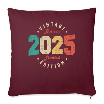 Vintage 2025 Original 2025 Anniversaire Rétro 2025 - Housse de coussin décorative 45 x 45 cm - bordeaux - Devant