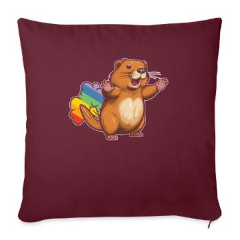 Castor Drôle Rainbow Pet - Housse de coussin décorative 45 x 45 cm - bordeaux - Devant