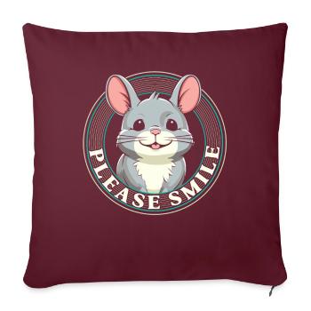 Chinchilla Mignon Juste Sourire - Housse de coussin décorative 45 x 45 cm - bordeaux - Devant
