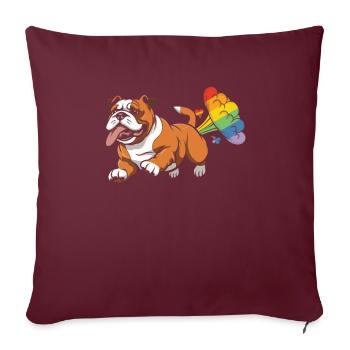 Bouledogue arc-en-ciel arc-en-ciel Pet - Housse de coussin décorative 45 x 45 cm - bordeaux - Devant
