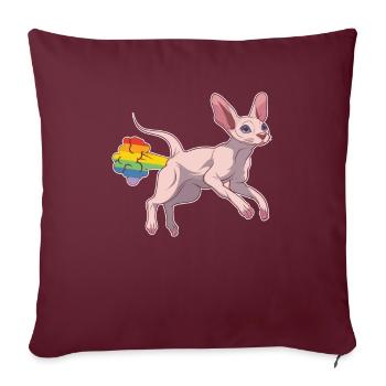 Sphynx Cat Arc-en-ciel Pet arc-en-ciel - Housse de coussin décorative 45 x 45 cm - bordeaux - Devant