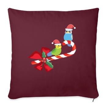 Oiseau de Noël perruche mignon - Housse de coussin décorative 45 x 45 cm - bordeaux - Devant