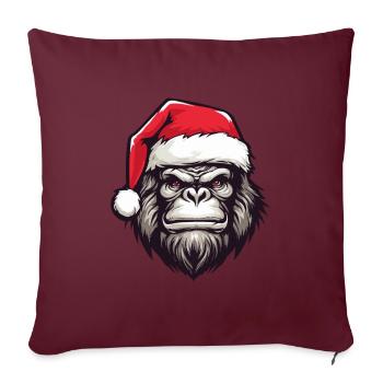 Tête de gorille Noël Noël - Housse de coussin décorative 45 x 45 cm - bordeaux - Devant
