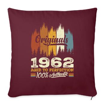 1962 Vintage Cadeau D'anniversaire 1962 Original - Housse de coussin décorative 45 x 45 cm - bordeaux - Devant